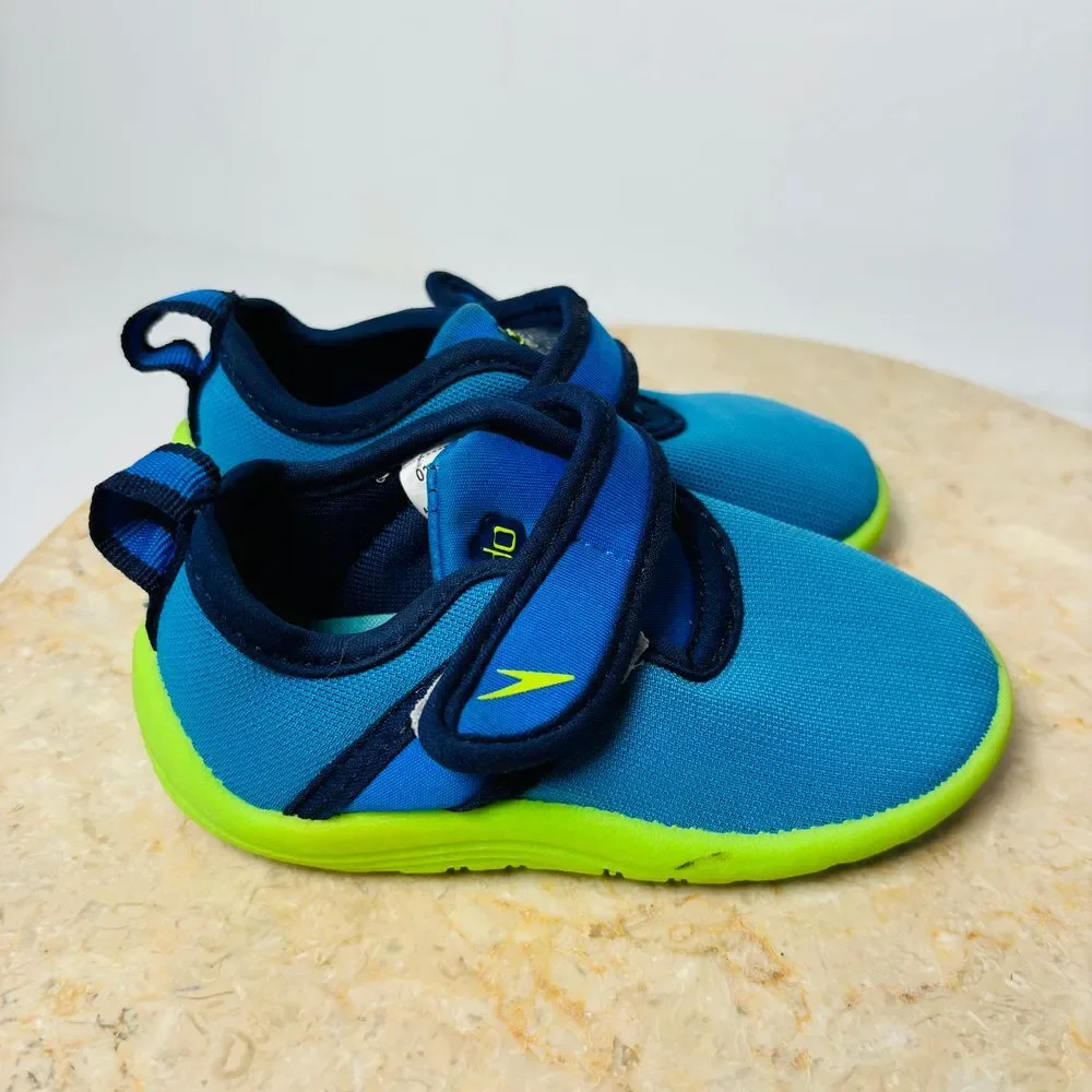 Speedo Toddler Kids Size S 5-6 Water Slip On Shoes Blue Green Beach Sand Outdoor